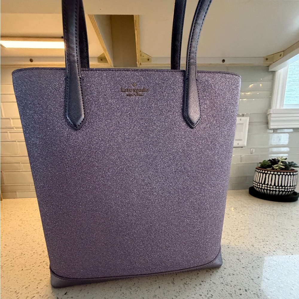 Kate Spade Tinsel Lilac Frost Purple Glitter Shoulder Tote Bag - Picture 4 of 16
